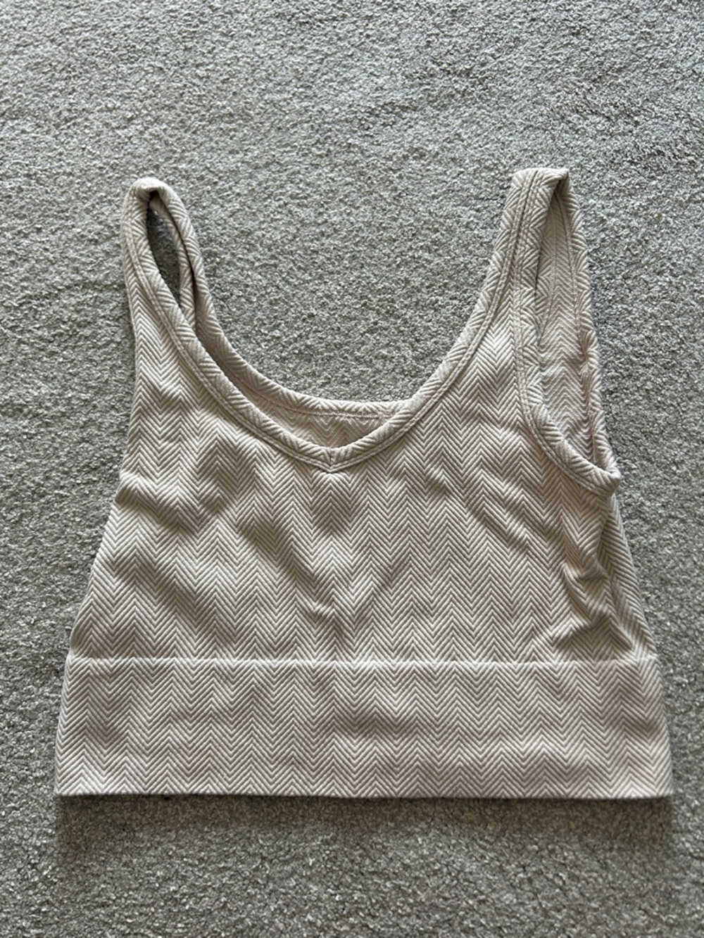 Textured Cream Tank Crop Top